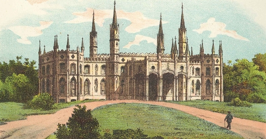 Ilustracja przedstawiająca pałac w Dowspudzie