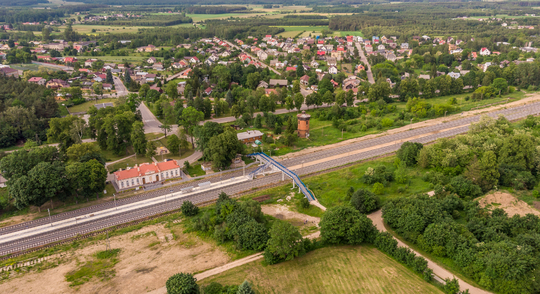 Widok wsi Nurzec Stacja z lotu ptaka