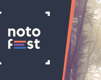 Po lewej logo festiwalu "no to fest". Po prawej fragment zdjęcia lasu za mgłą.