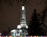 Kościół św. Rocha w Białymstoku w nocy.
