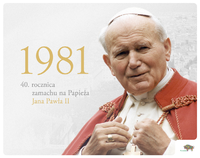 Papież Jan Paweł II. Obok informacje dotyczące 40. rocznicy zamachu na niego, zawarte także w tekście.