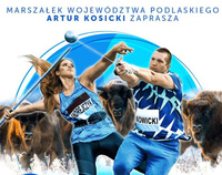Maria Andrejczyk i Wojciech Nowicki w sportowych pozach. Informacje dotyczące zawodów, które są także w tekście.