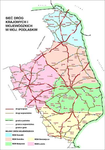 Mapa drogowa Województwa Podlaskiego