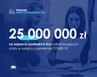 Grafika ukazująca kwotę 25 mln zł, którą dostaną przedsiębiorcy na kapitał obrotowy