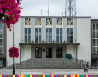 Budynek Teatru Dramatycznego w Białymstoku. Wejście główne