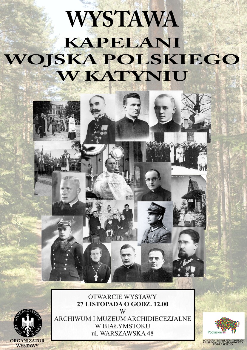 Plakat dotyczący wystawy Kapelani Wojska Polskiego w Katyniu