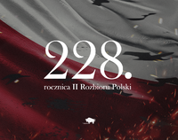 Grafika o treści "228. rocznica II Rozbioru Polski". Biało-czerwona flaga w tle