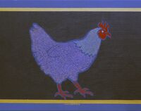 Jedno z malarskich dzieł przedstawiające kurę