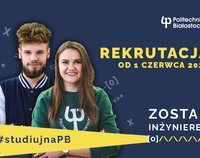 Kobieta oraz mężczyzna na infografice Politechniki Białostockiej dotyczącej rekrutacji. Więcej informacji w artykule.