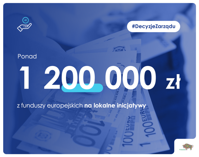 napis ponad 1,2 mln zł na lokalne inicjatywy na tle pieniędzy
