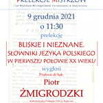 informacje o prelekcji prof. Piotra Żmigrodzkiego