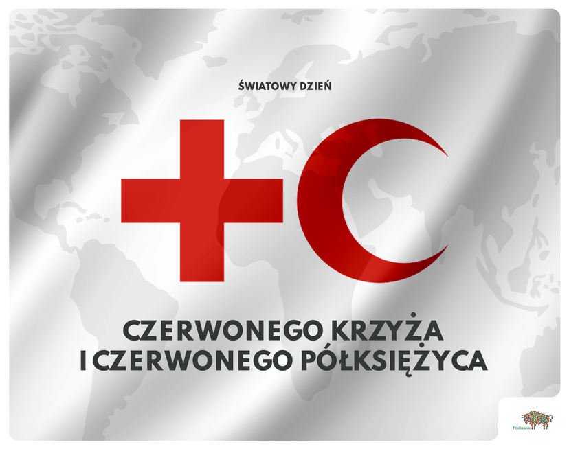 Baner z napisem – Światowy Dzień Czerwonego Krzyża i Czerwonego Półksiężyca