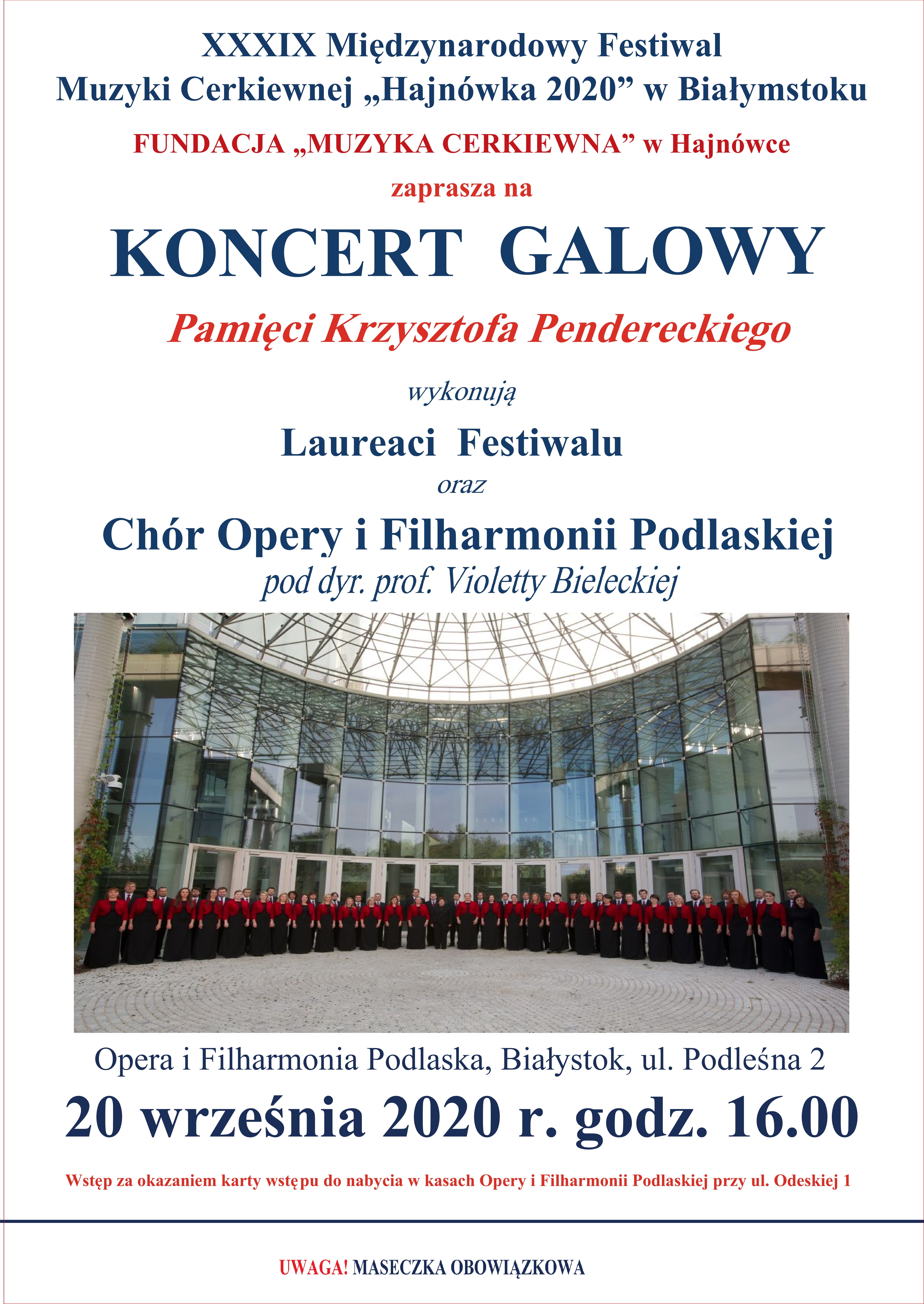 Plakat informujący o Międzynarodowym Festiwalu Muzyki Cerkiewnej „Hajnówka” w Białymstoku.