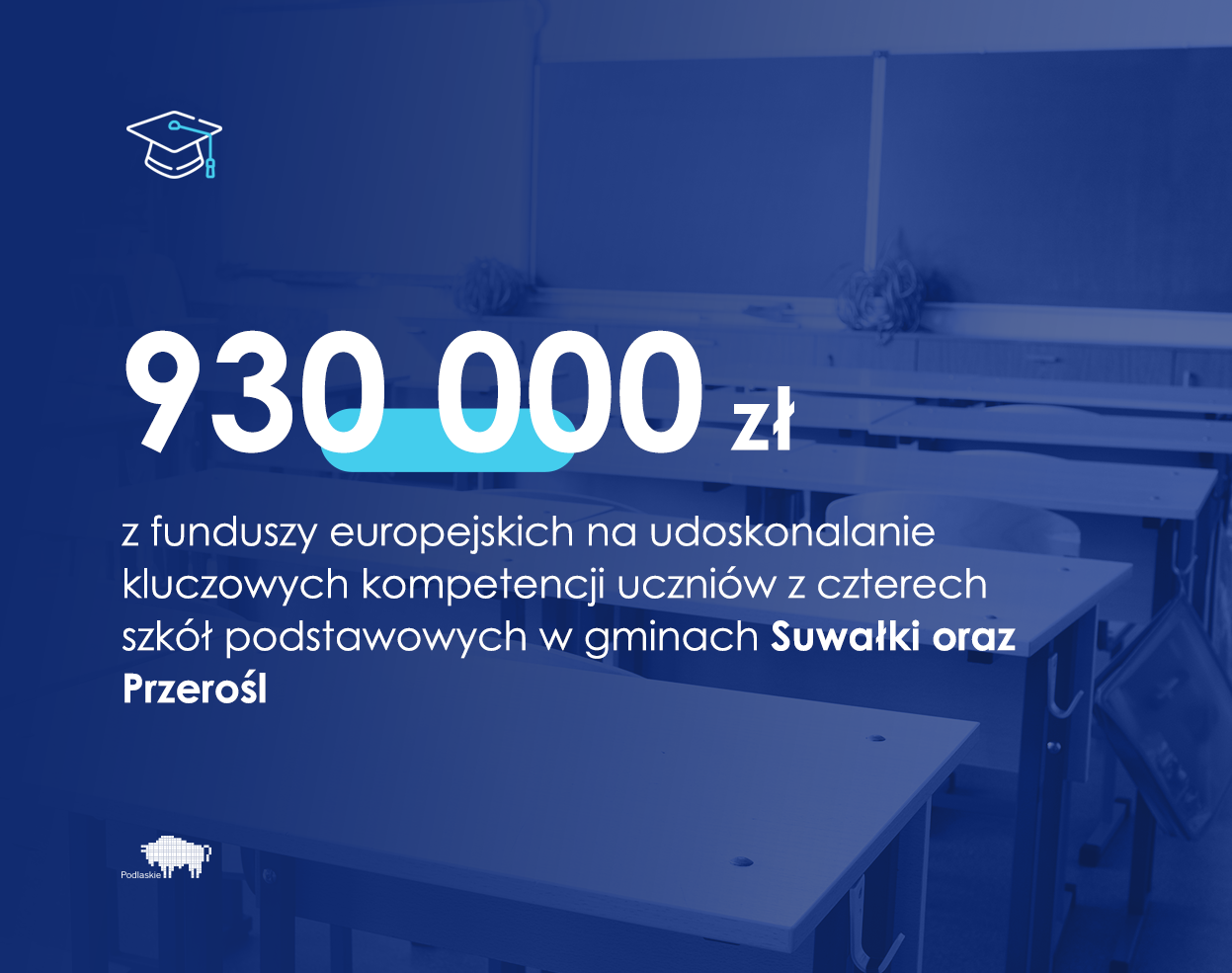 Grafika z informacją o wartości dofinansowania ze środków Unii Europejskiej w kwocie 930 tys. zł.